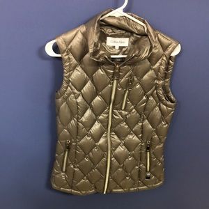 Calvin Klein Champagne Gold Diamond Quilted Vest